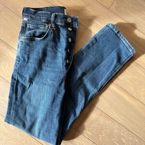 Citizens Of Humanity Jolene - Slim Straight Leg, High-Rise Dark Blue Jeans